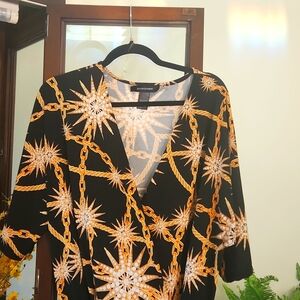 Faux wrap gold link jumpsuit